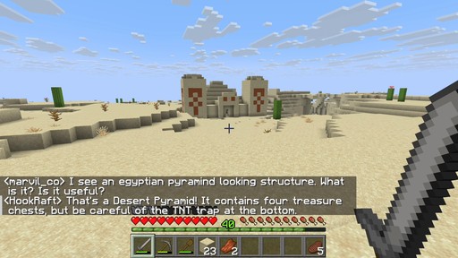 一张 Minecraft 截图,显示 Hookraft 发送的消息